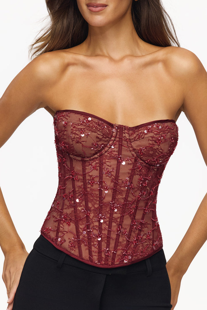 Rosalith Embellished Lace Corset Top