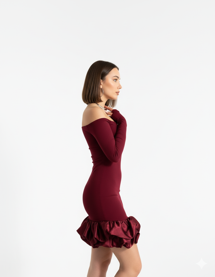 Seven Roses Bubble Hem Mini Dress