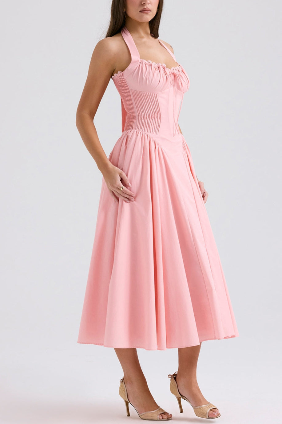 Radmila  Red cotton halter sundress
