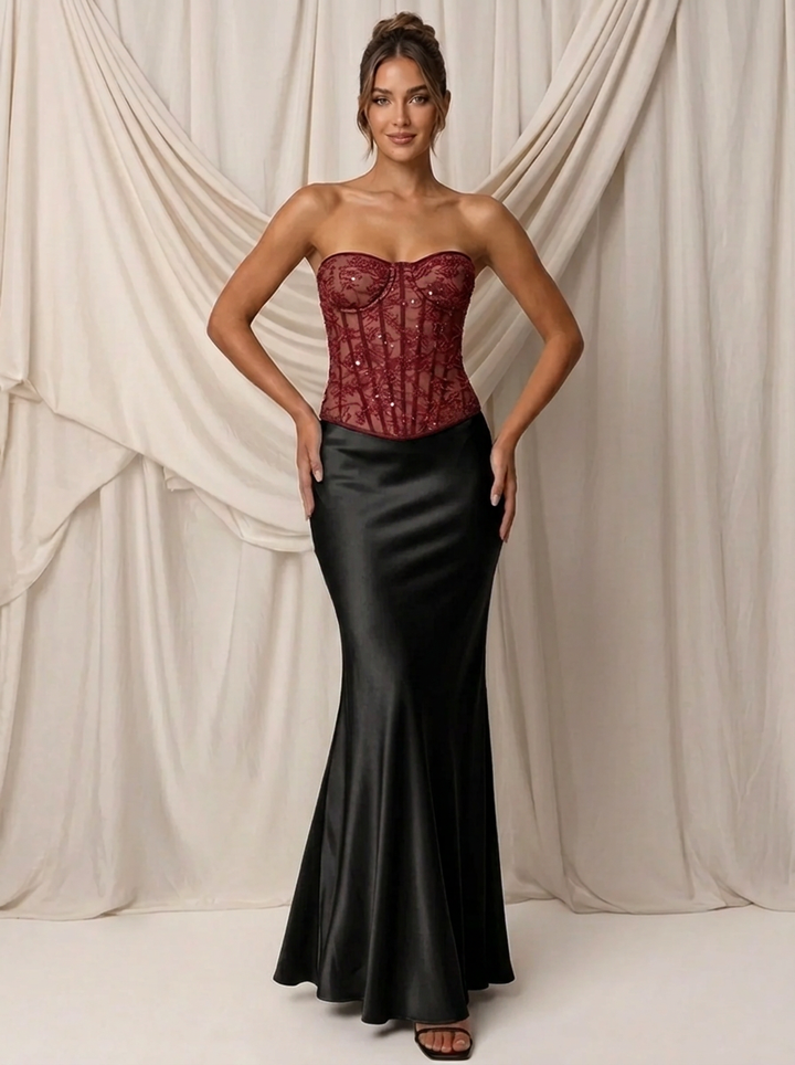 Rosalith Embellished Lace Corset Top