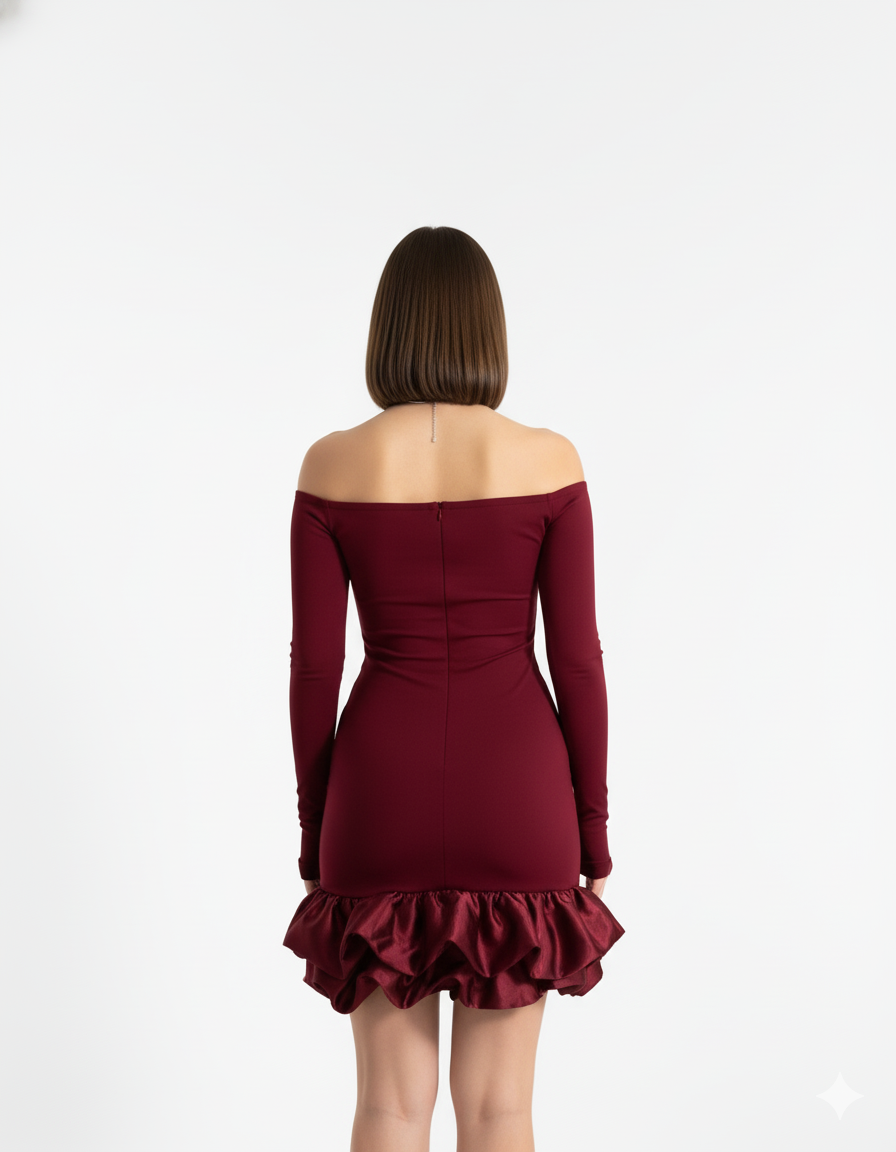 Seven Roses Bubble Hem Mini Dress