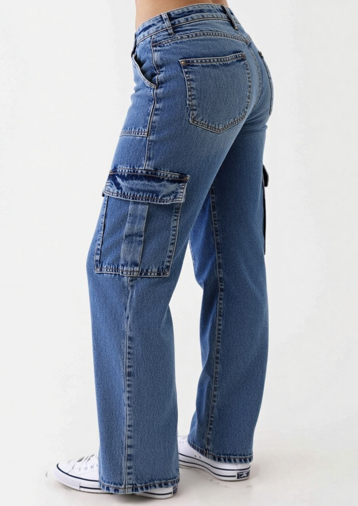 Scout High Waisted Flap Pocket Cargo Jeans