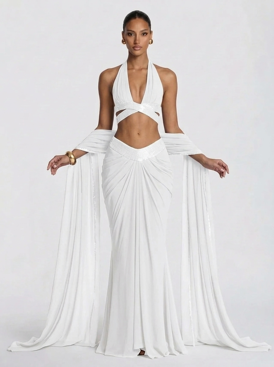 Aurevane Plunged Co-ord Maxi Dress