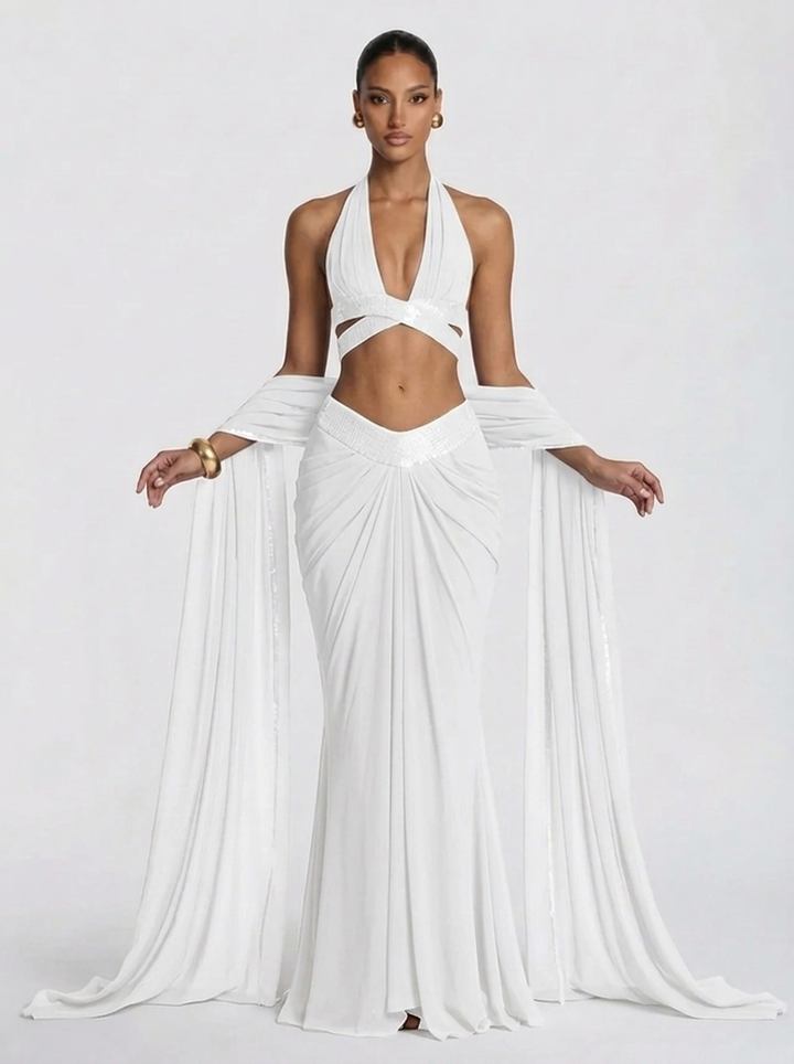 Aurevane Plunged Co-ord Maxi Dress