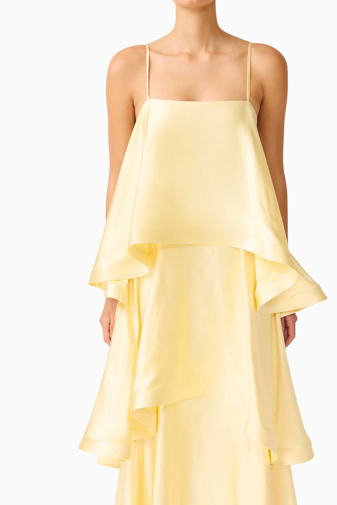 Elara Tiered Satin Maxi Dress