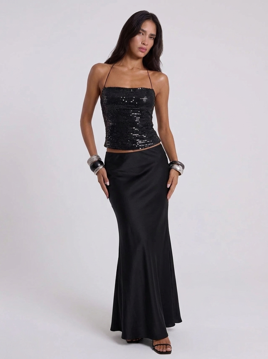 Noir Stardust Side Criss Cross Top