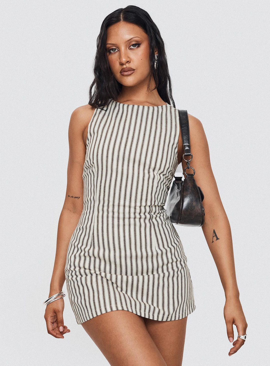 Nyla Pinstripe Sleek Mini Dress