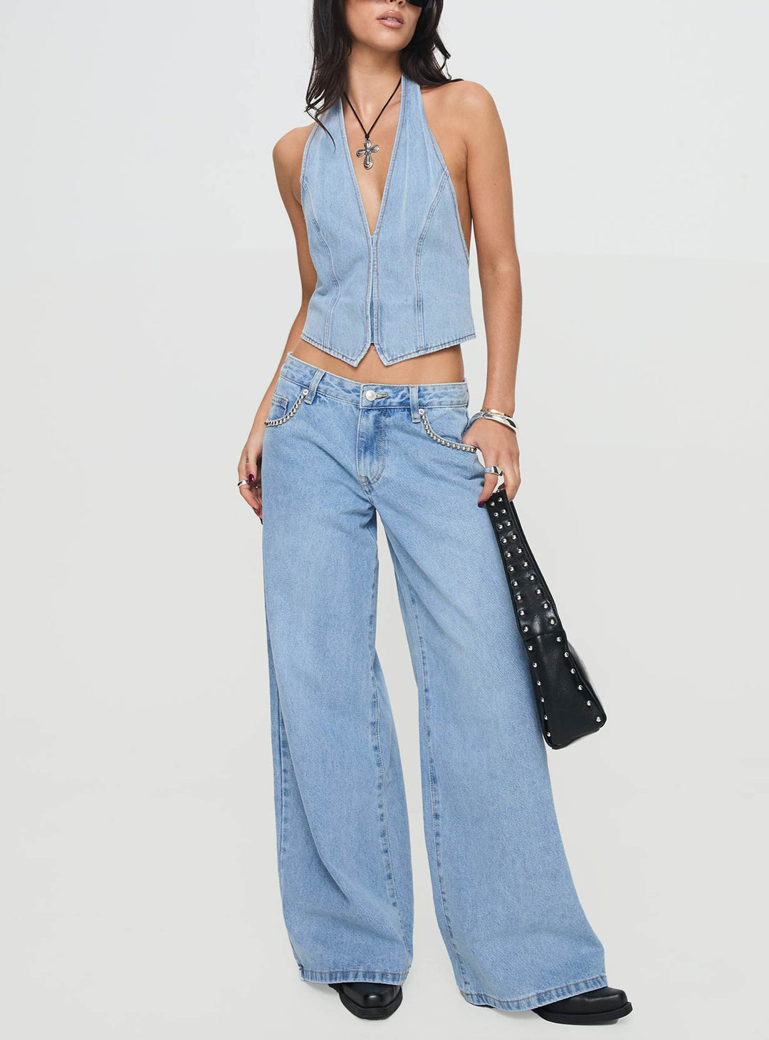 Veloré halter top light wash