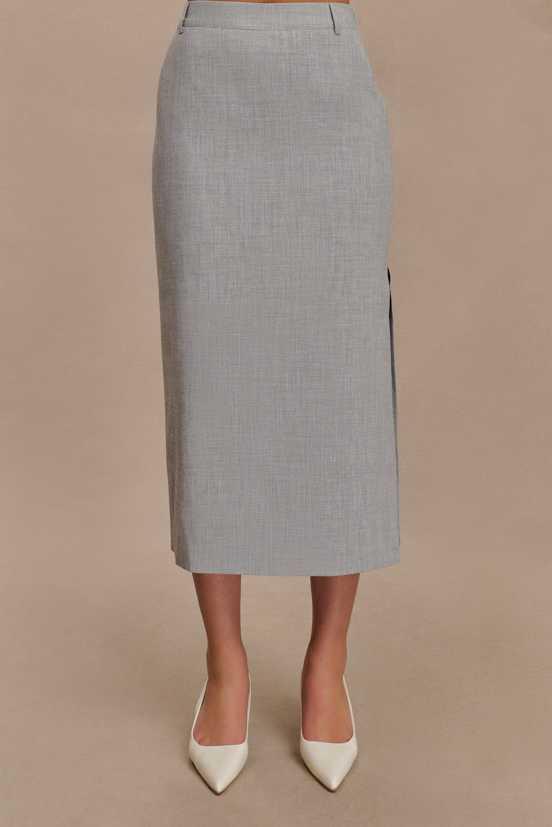 Elise Midi Skirt in Light Grey