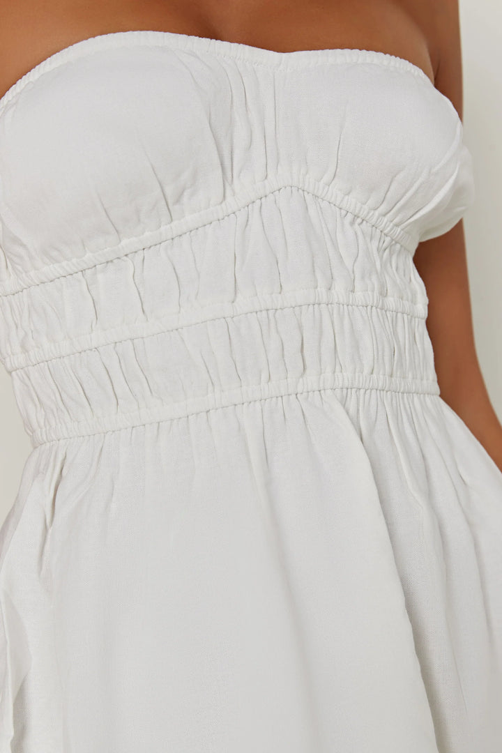 Alayna Strapless Linen Mini Dress