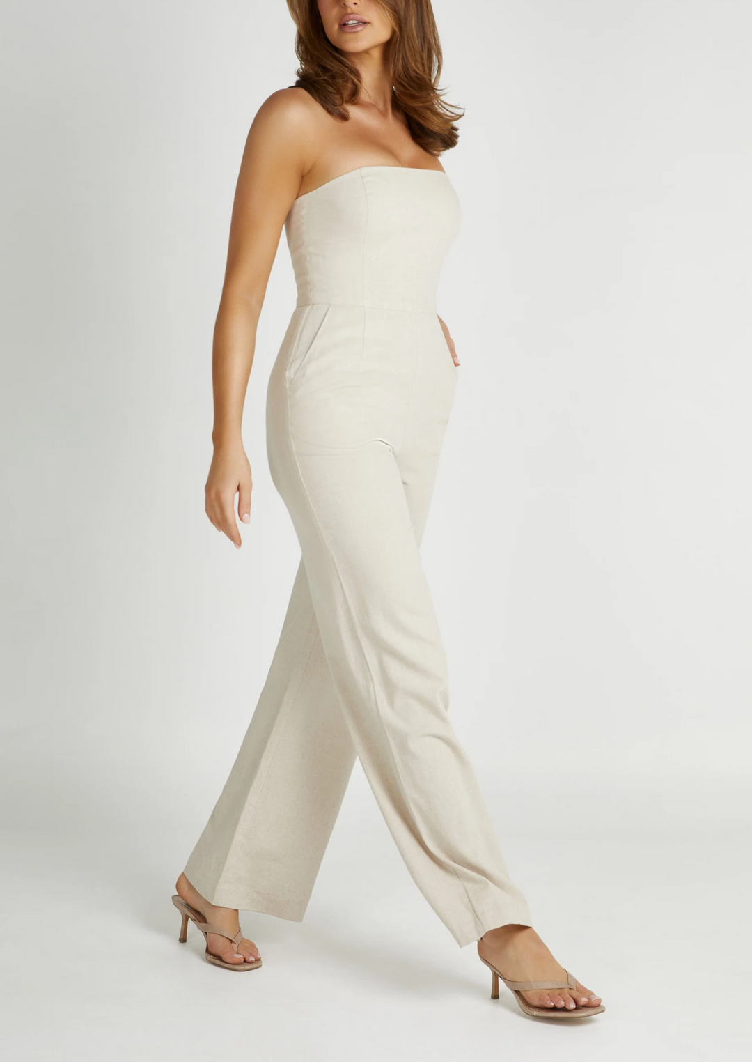 Santana Strapless Linen Jumpsuit