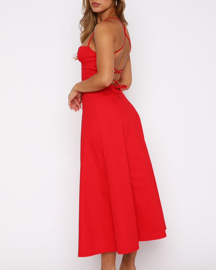 Herminia Midi Dress in Red