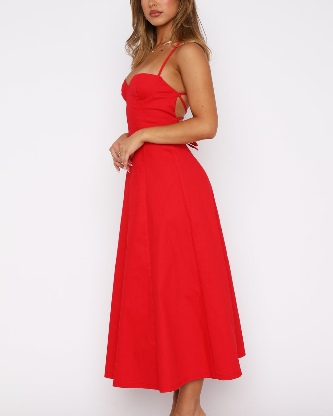 Herminia Midi Dress in Red