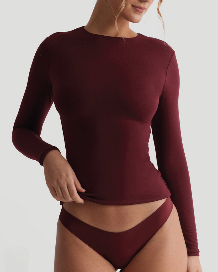 Irina Long Sleeve Top in Maroon