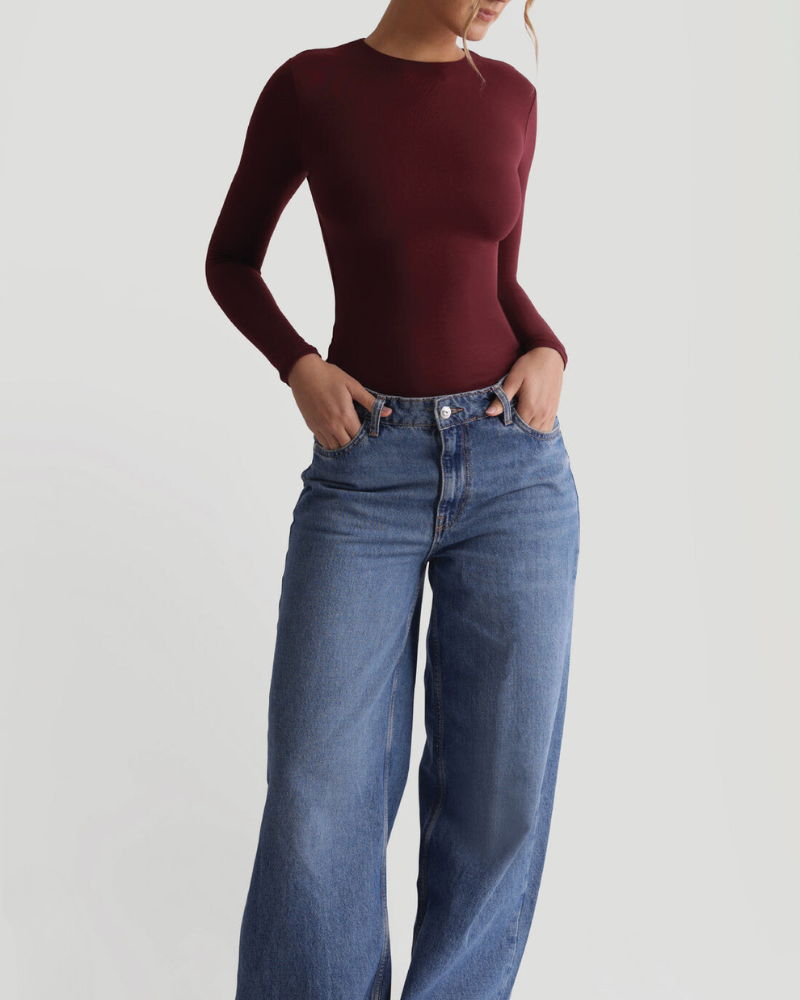 Irina Long Sleeve Top in Maroon