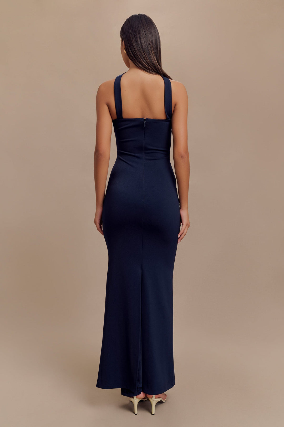 Nova Halter Collar Maxi Dress in Dark Navy