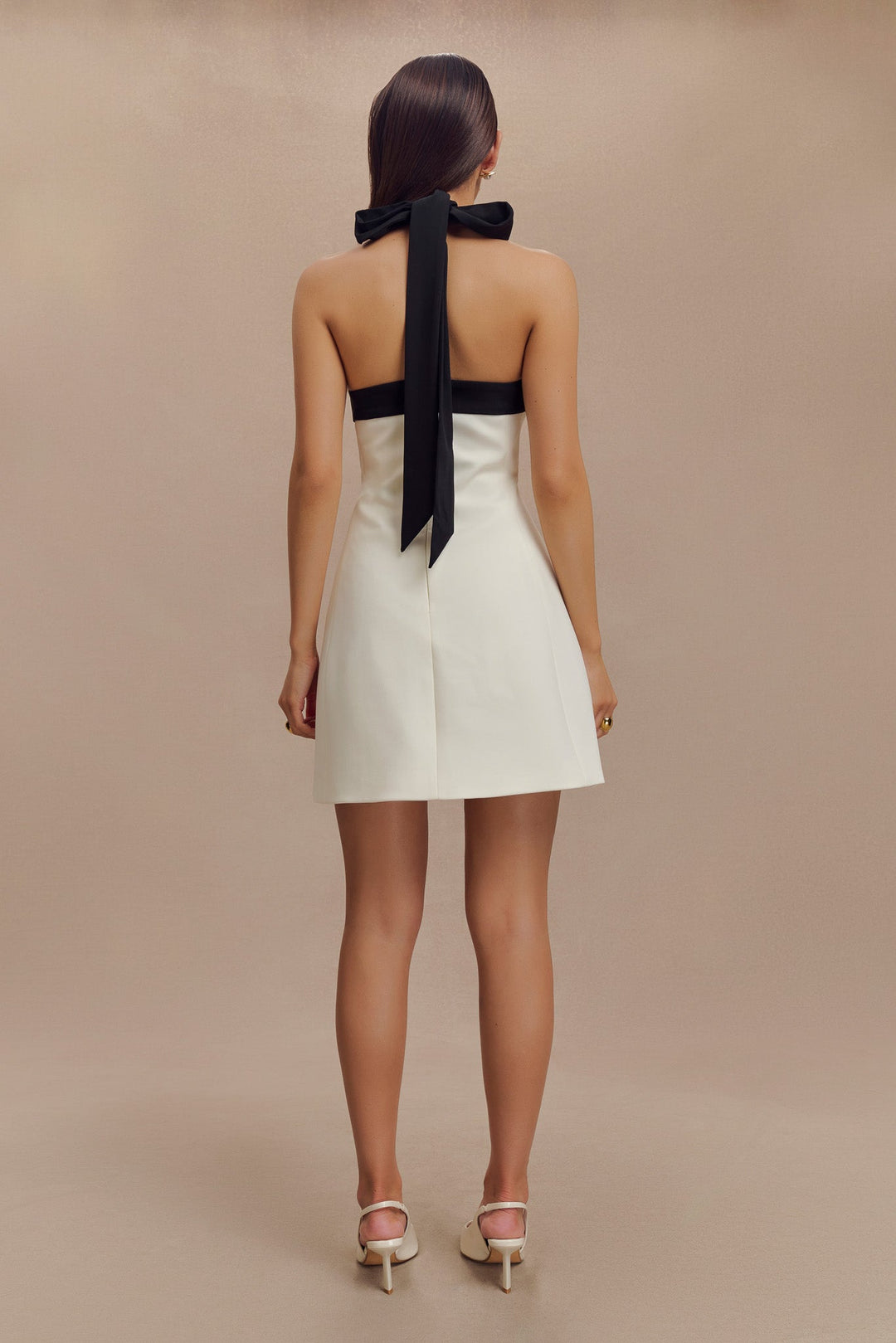 Liana Contrast Suiting Mini Dress in White