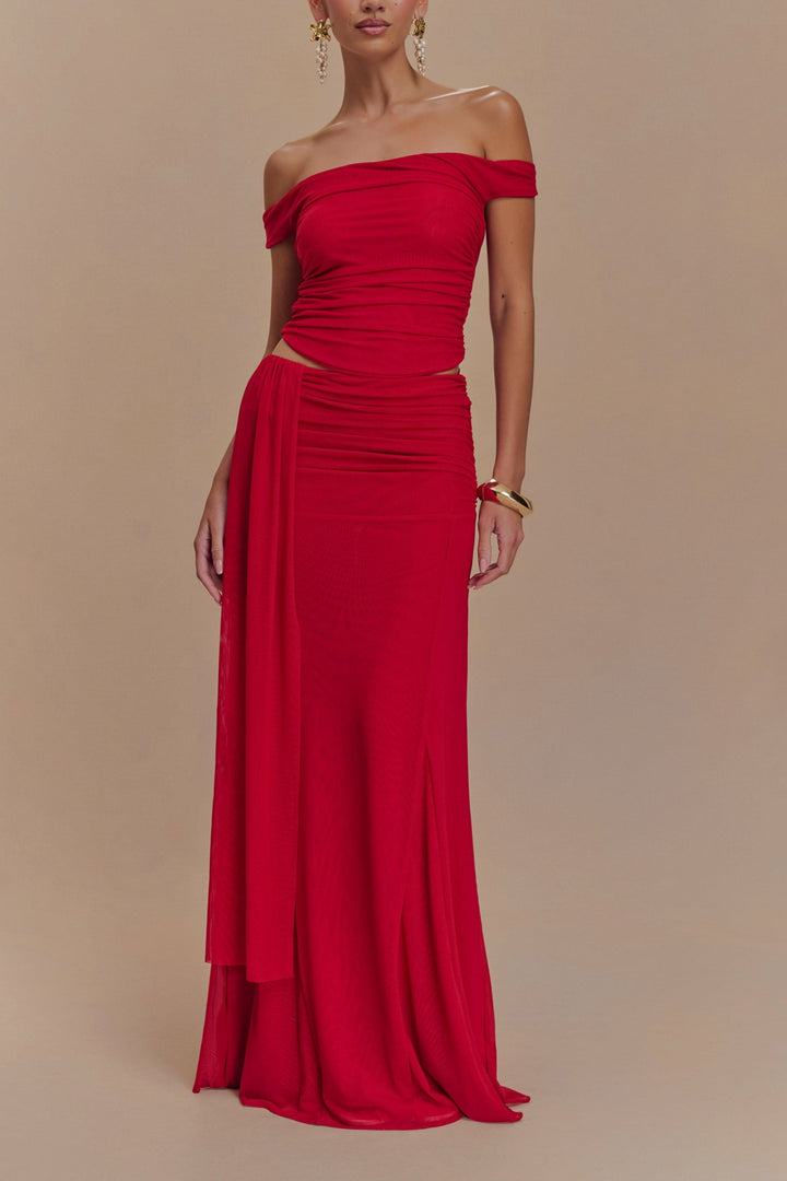 Rimka Co ord set in Red