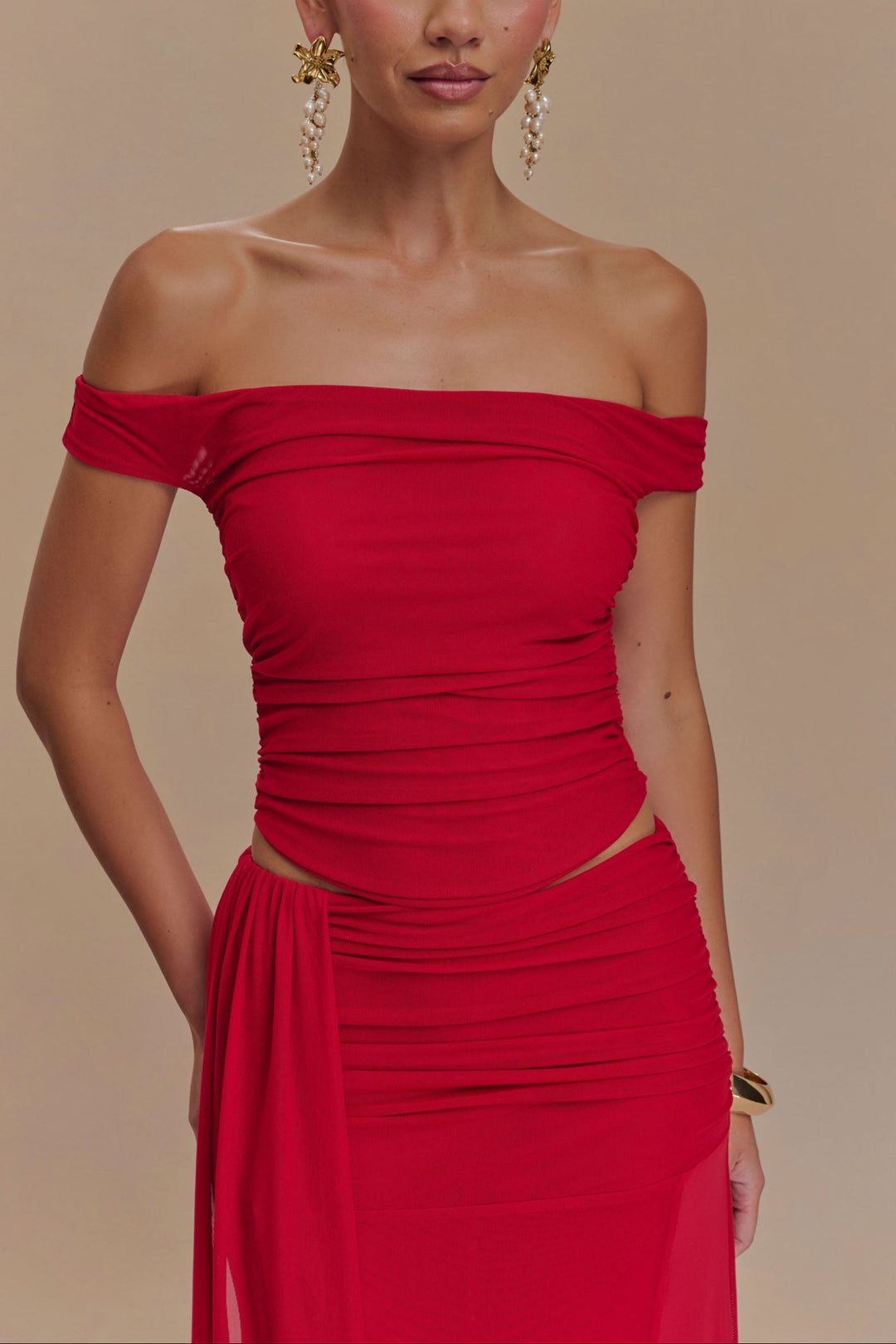Rimka Co ord set in Red