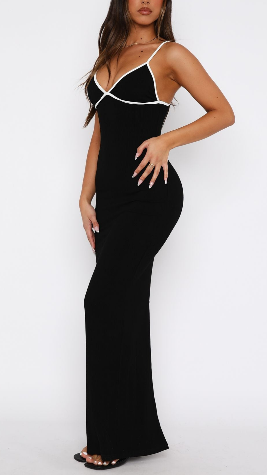 Kira Contrast Maxi Dress in Black