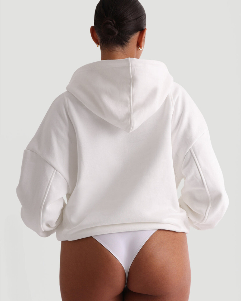 Lilia boyfriend Zip-Up Hoodie in White