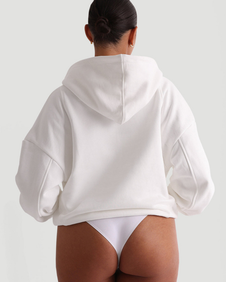 Lilia boyfriend Zip-Up Hoodie in White