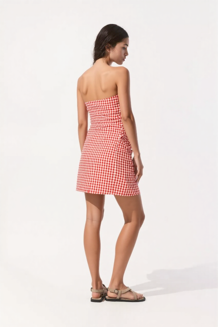 Maverick gingham mini dress in red