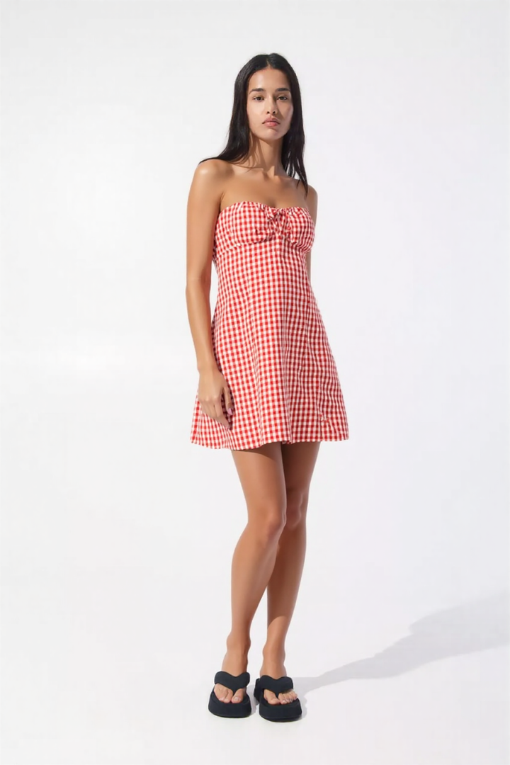 Maverick gingham mini dress in red