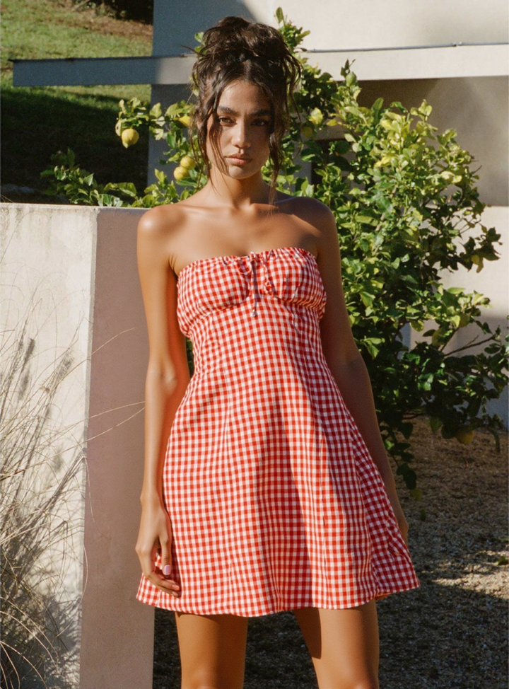 Maverick gingham mini dress in red
