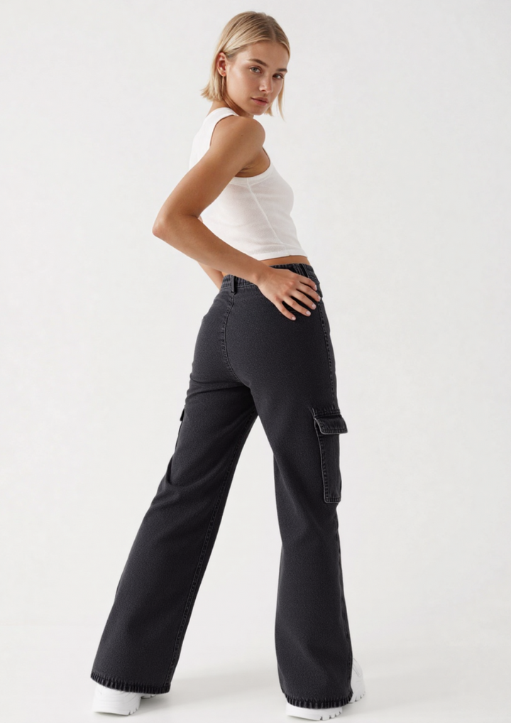 Scout High Waisted Flap Pocket Cargo Jeans