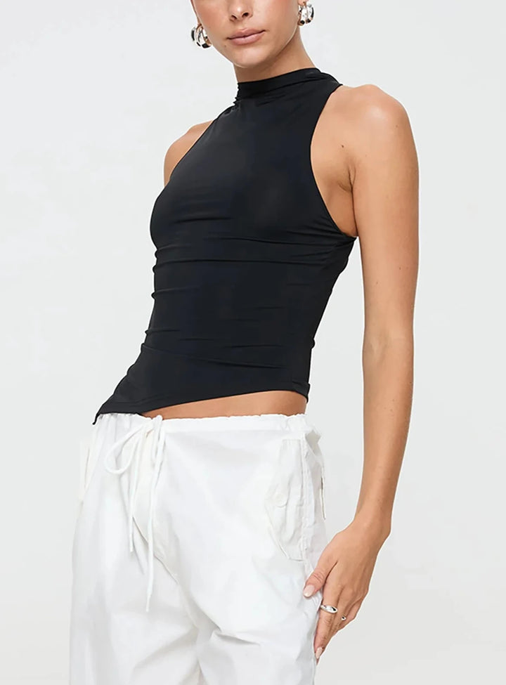 Liora twisted back top in black