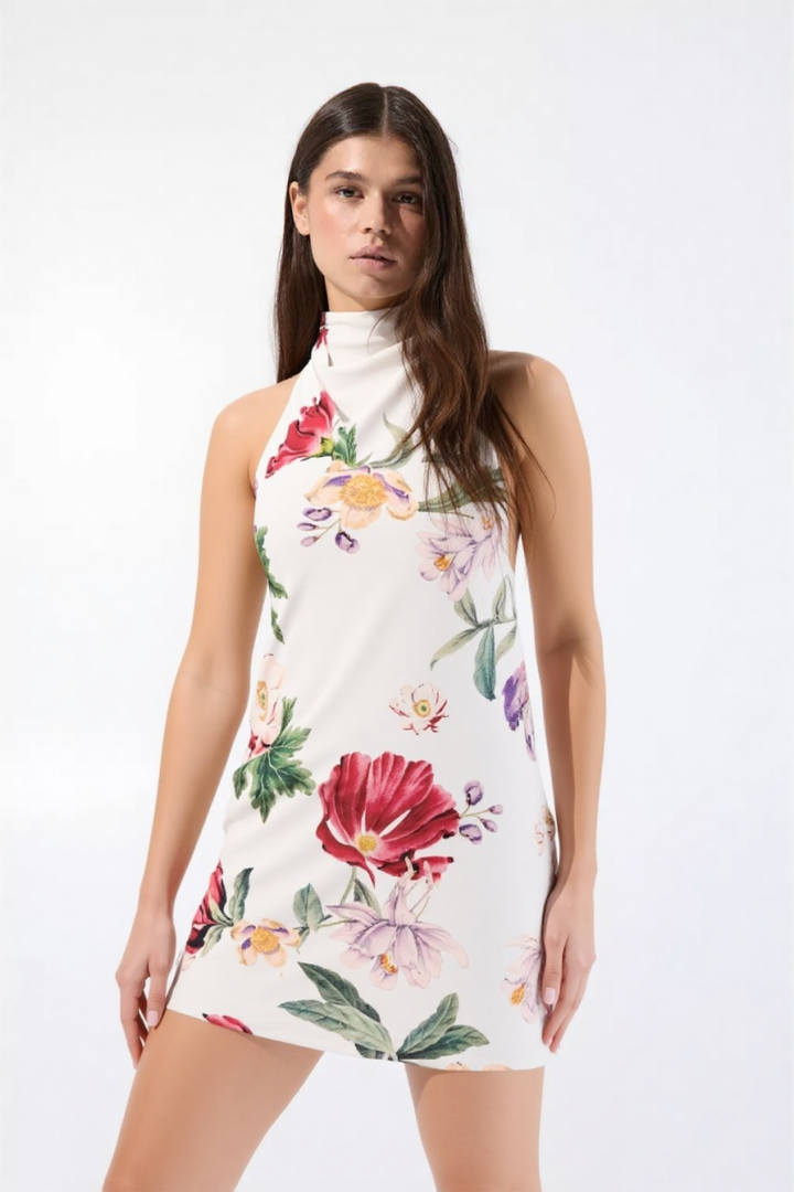 Dazlen floral High Neck Mini Dress