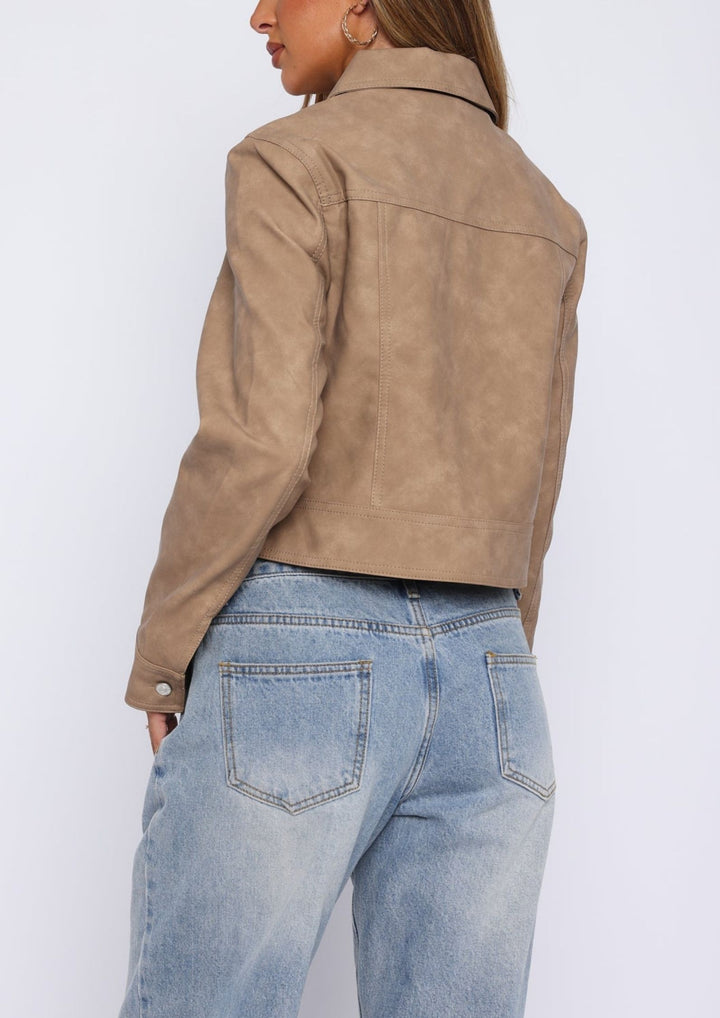 Marley PU Jacket in Beige