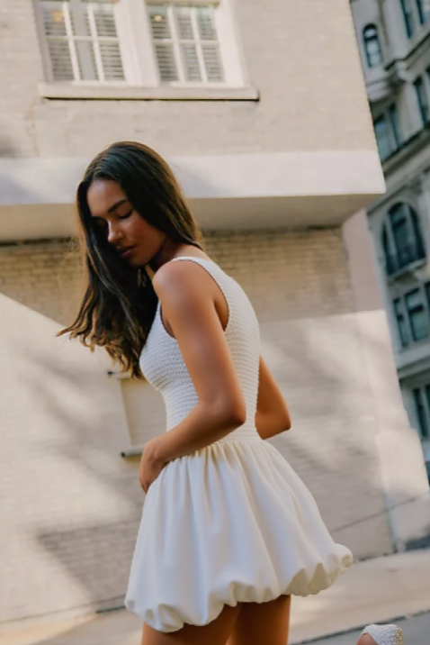 Noelle Bubble Mini dress in White