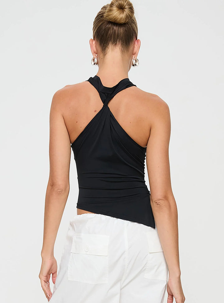 Liora twisted back top in black