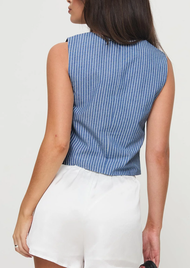 LINNEA VEST BLUE STRIPE