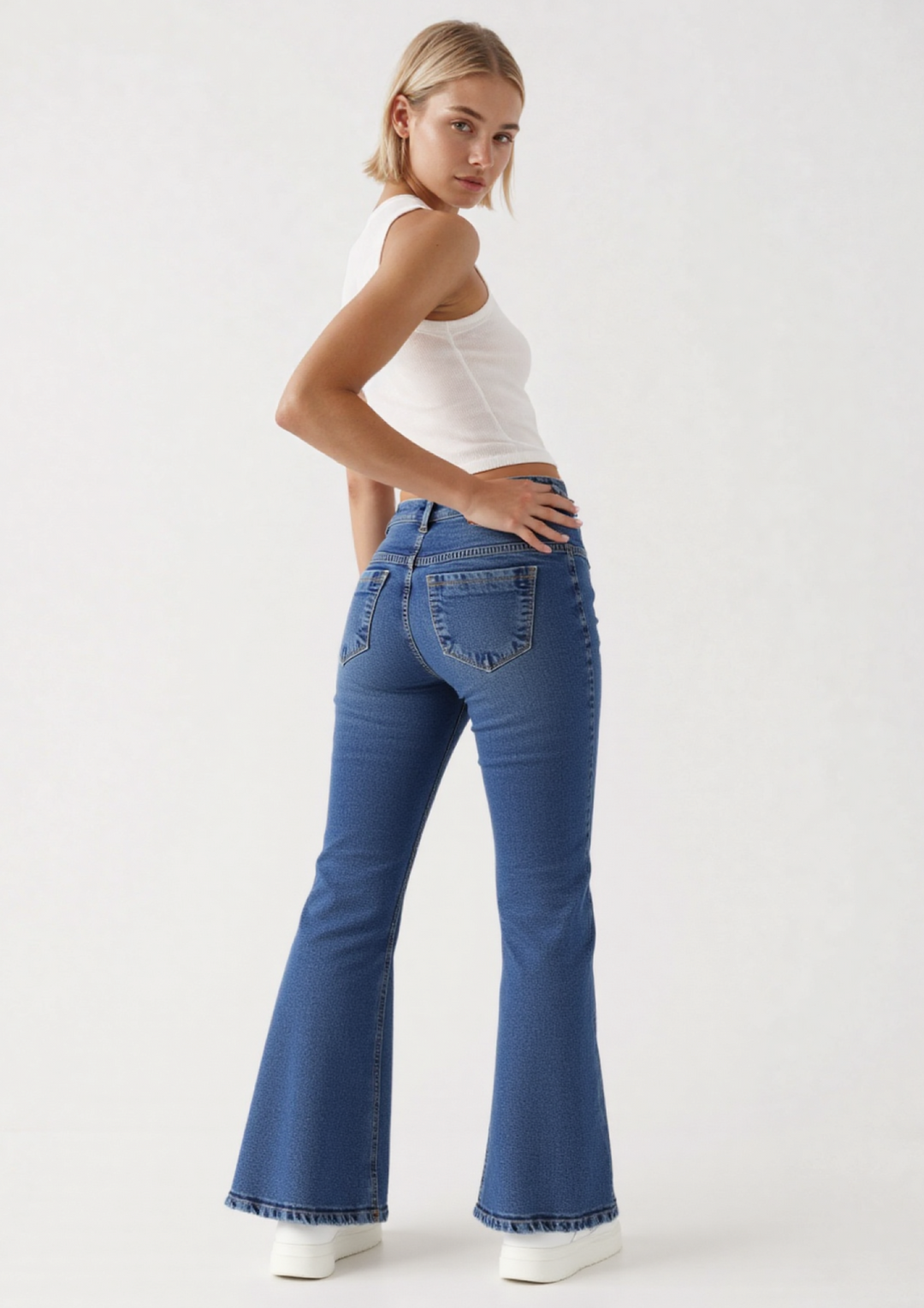 Dakota Bootcut Jeans Mid Rise Pintuck