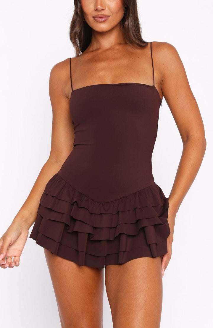 Mirosia Playsuit in Chocolate
