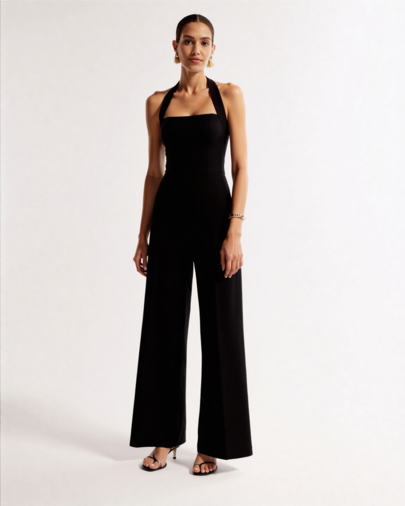 Joina Linen halter jumpsuit Black