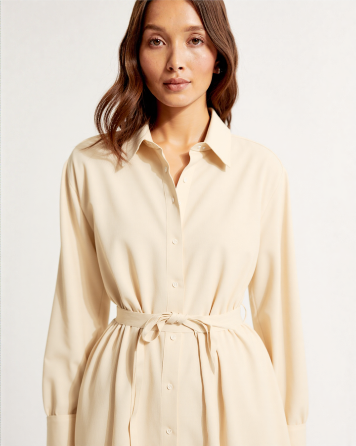 Elora Linen-blend shirt midi dress
