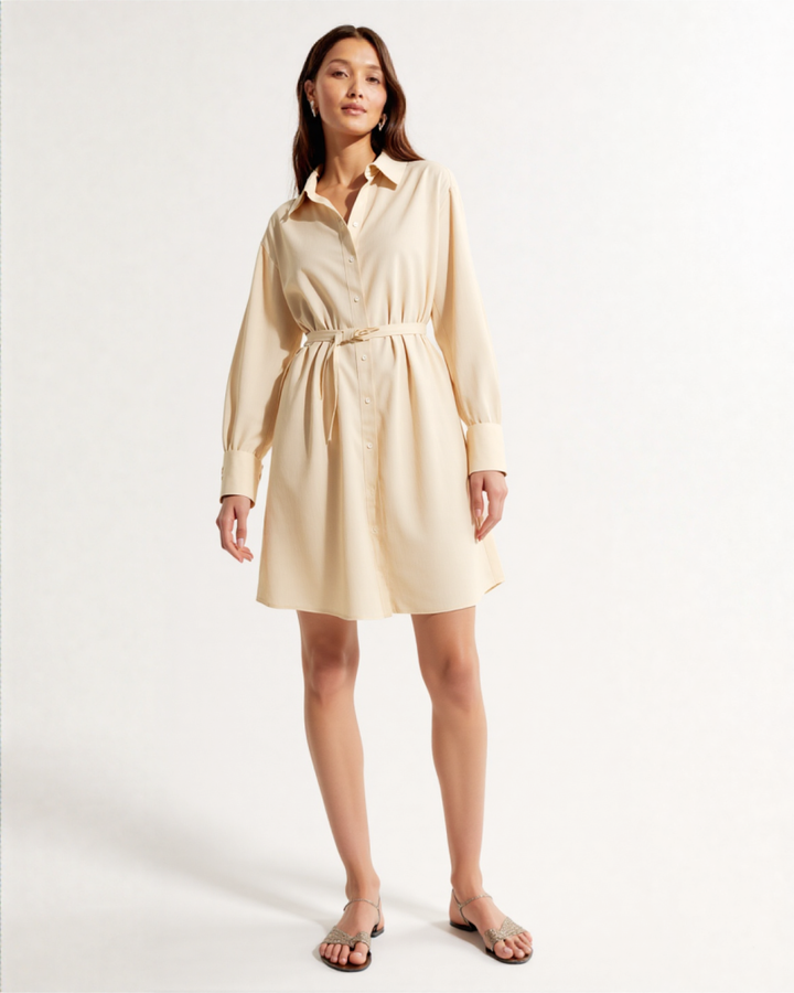 Elora Linen-blend shirt midi dress