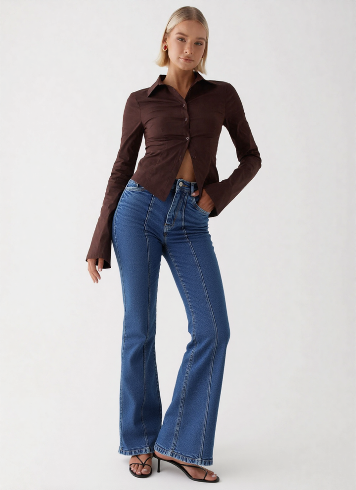 Dakota Bootcut Jeans Mid Rise Pintuck