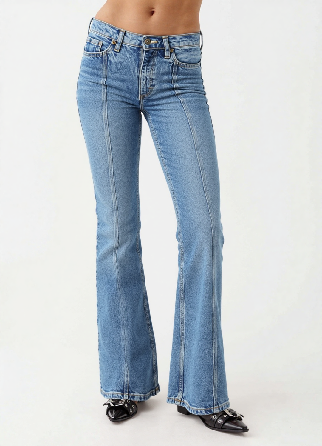 Dakota Bootcut Jeans Mid Rise Pintuck