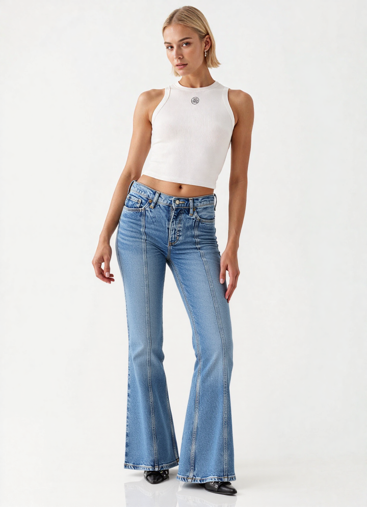 Dakota Bootcut Jeans Mid Rise Pintuck