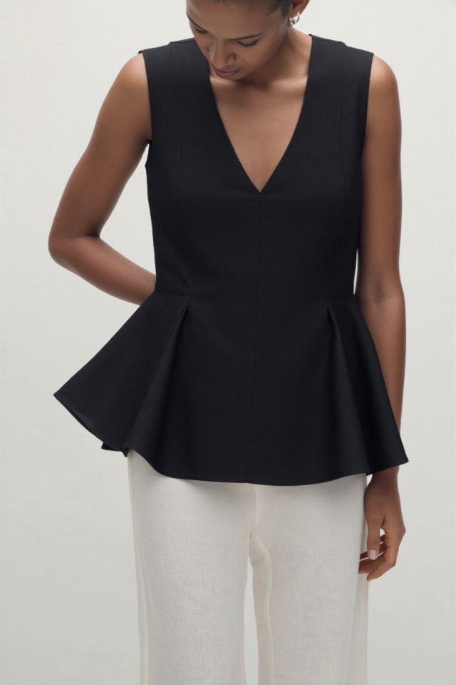 Rala Linen-blend peplum top White