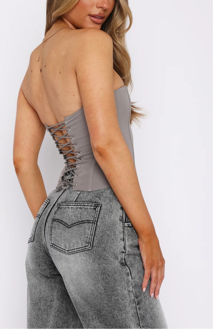 Elodie Strapless Corset top in Slate