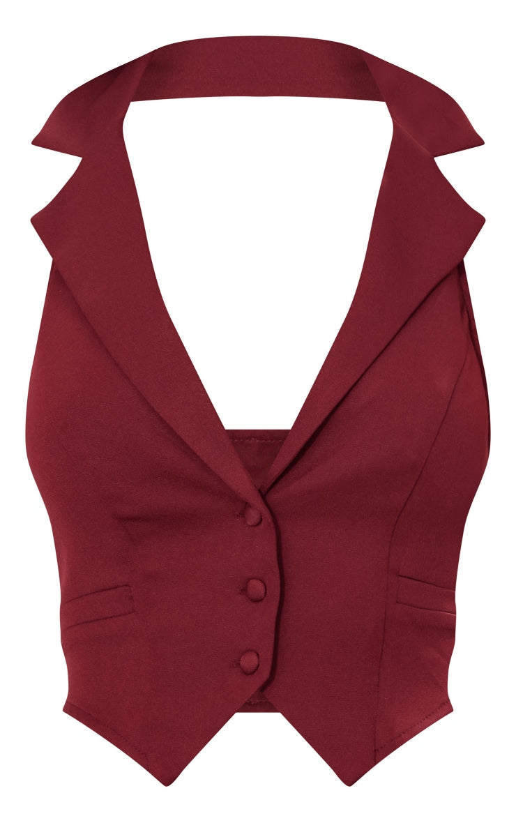 Nori Cherry Red  Halterneck Waistcoat top