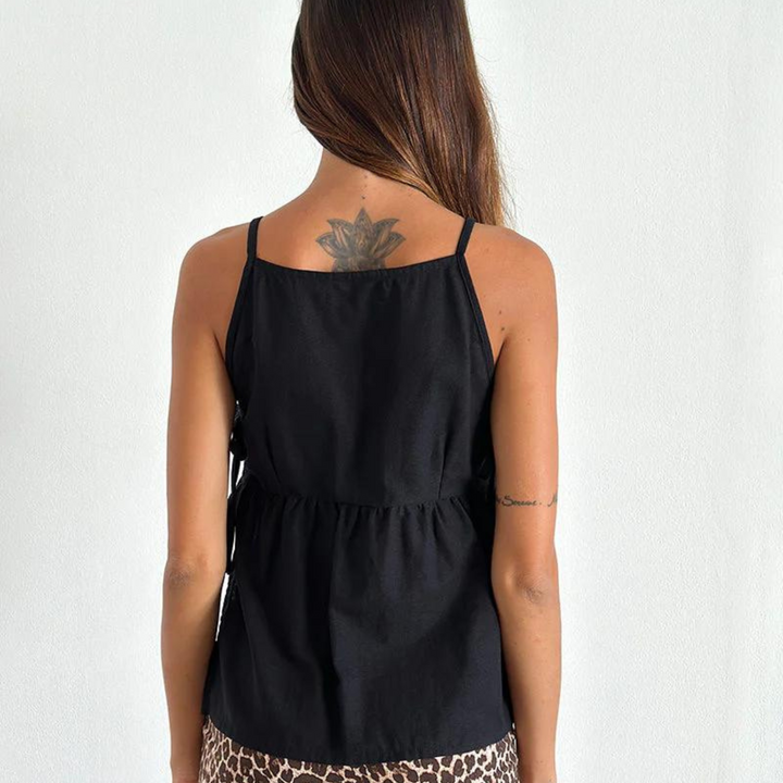 Cleo Tie Side Sleeveless Top in Black