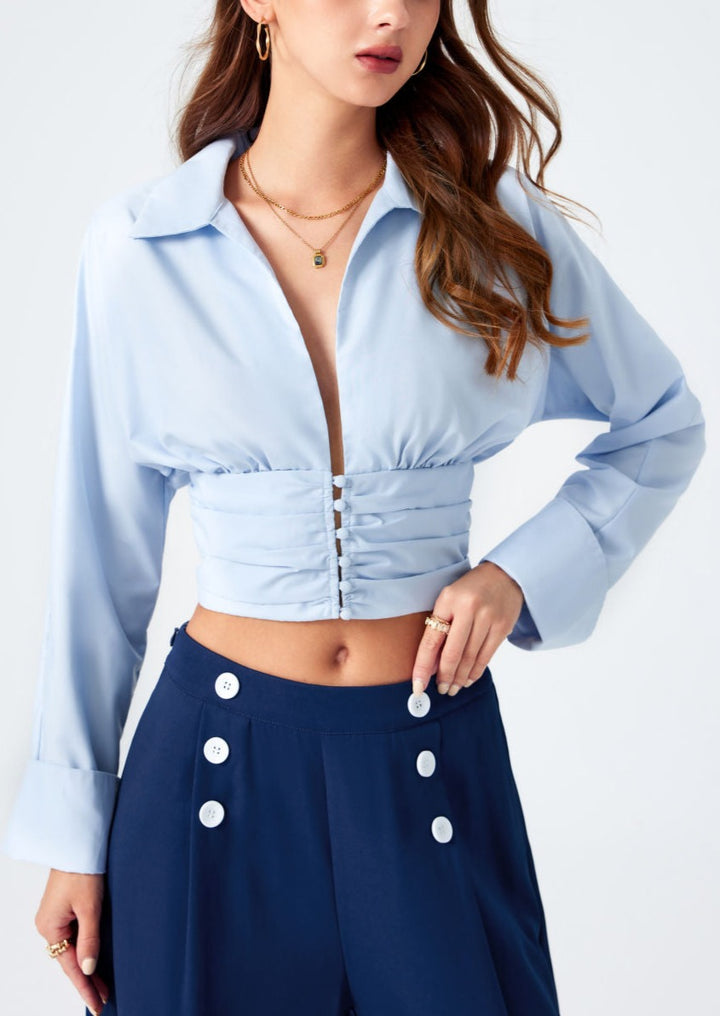 Pia COLLAR  V-NECK LONG SLEEVE Top