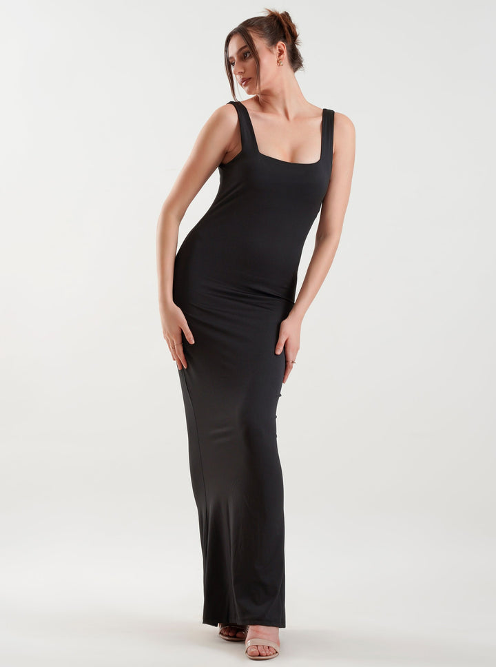 AUBREE Fishtail Maxi Dress in Black